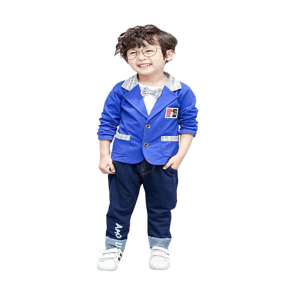 New Casual Boy Plaid Collar Suit Jacket Three-Piece Kids Letter ...